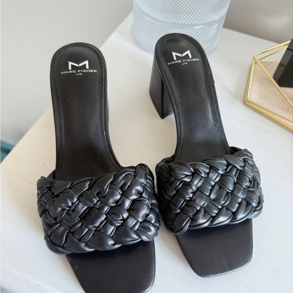 Marc Fisher Black Braided Heels